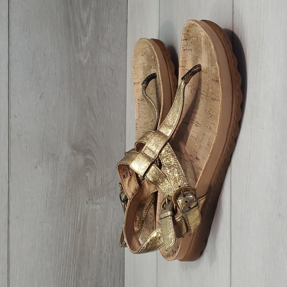 Born Gold Metallic Leather Thong Sandals